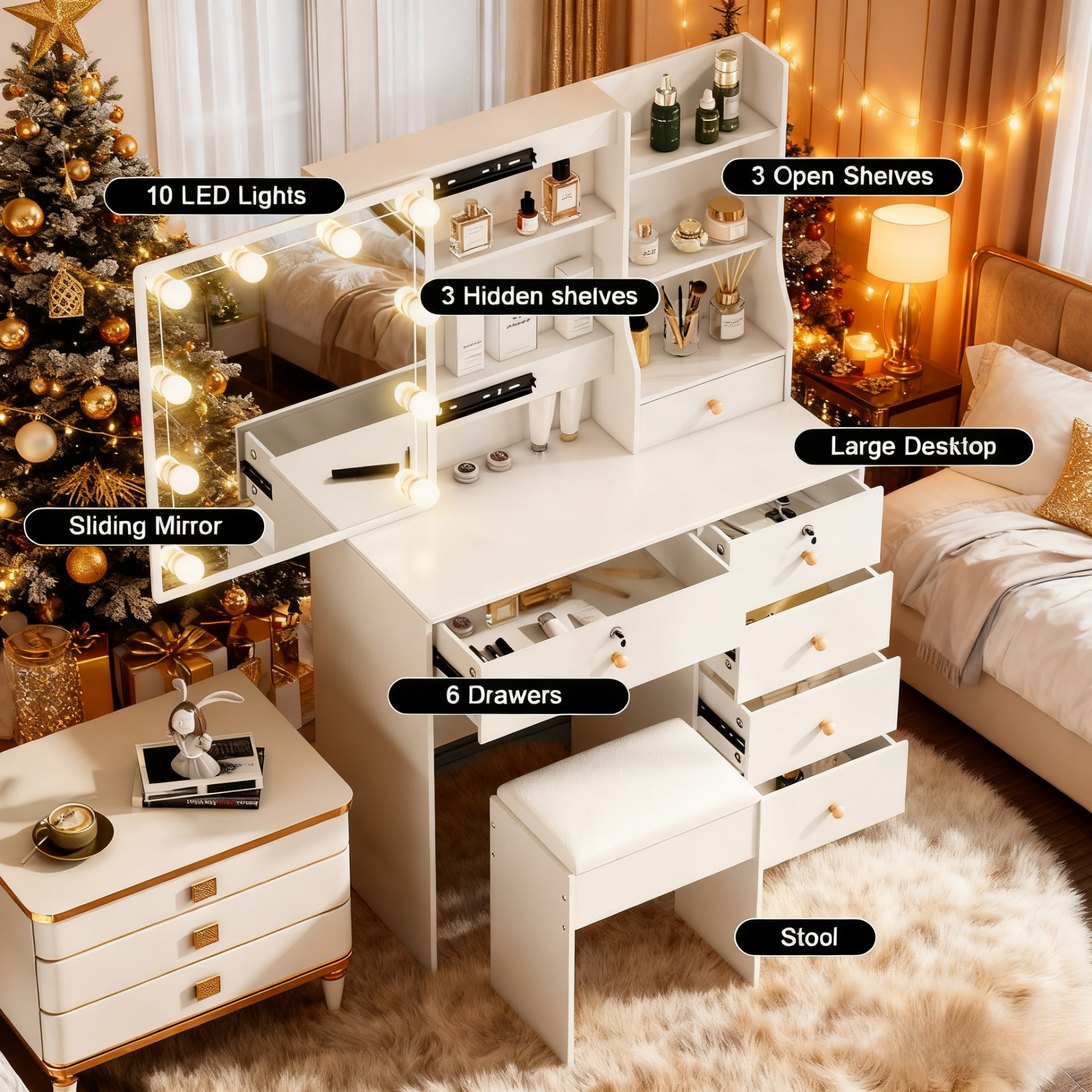 Office Furniture Now - Modern LED Lighted Vanity Dressing Table
