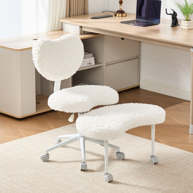 Office Furniture Solutions - Beige Adjustable Fidget Chair with Wheels,
