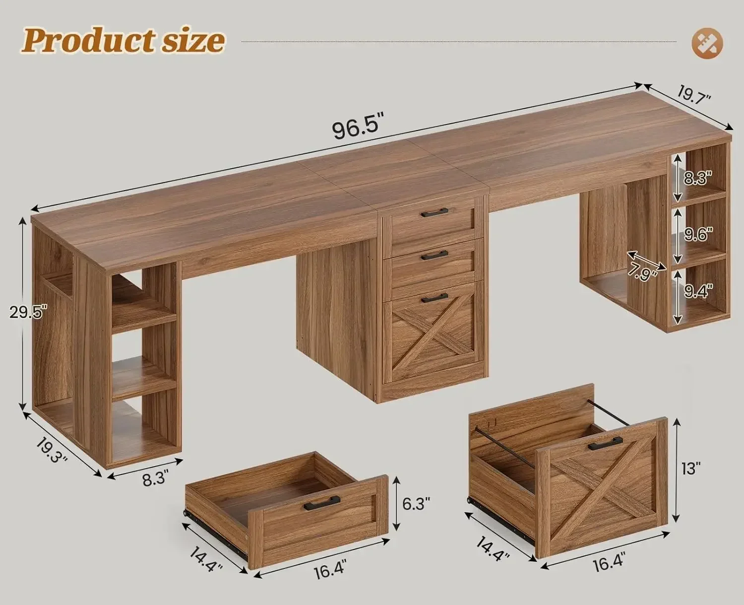 Office Furniture Now - [Best Seller, Buy Now!]Premium Farmhouse 96.5