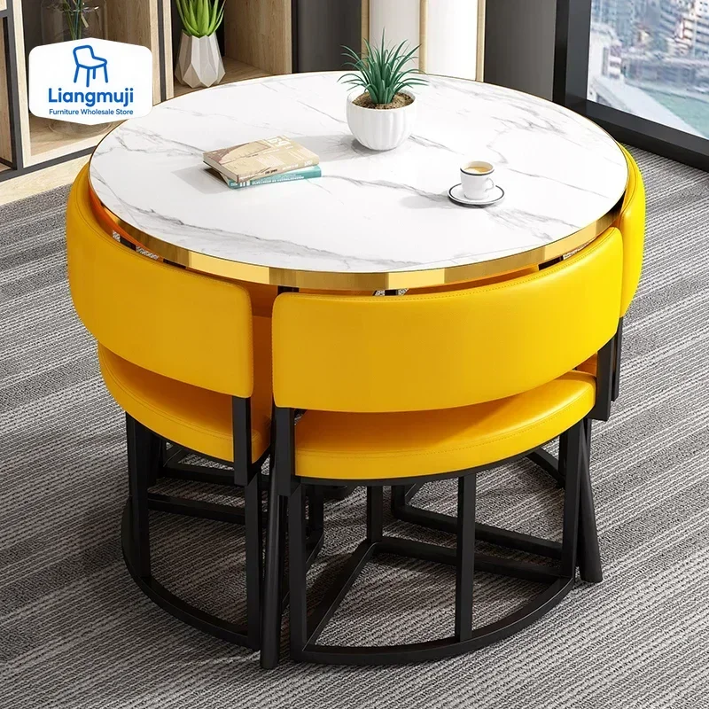 Office Furniture Center - White Mobile Dining Tables Chairs Set