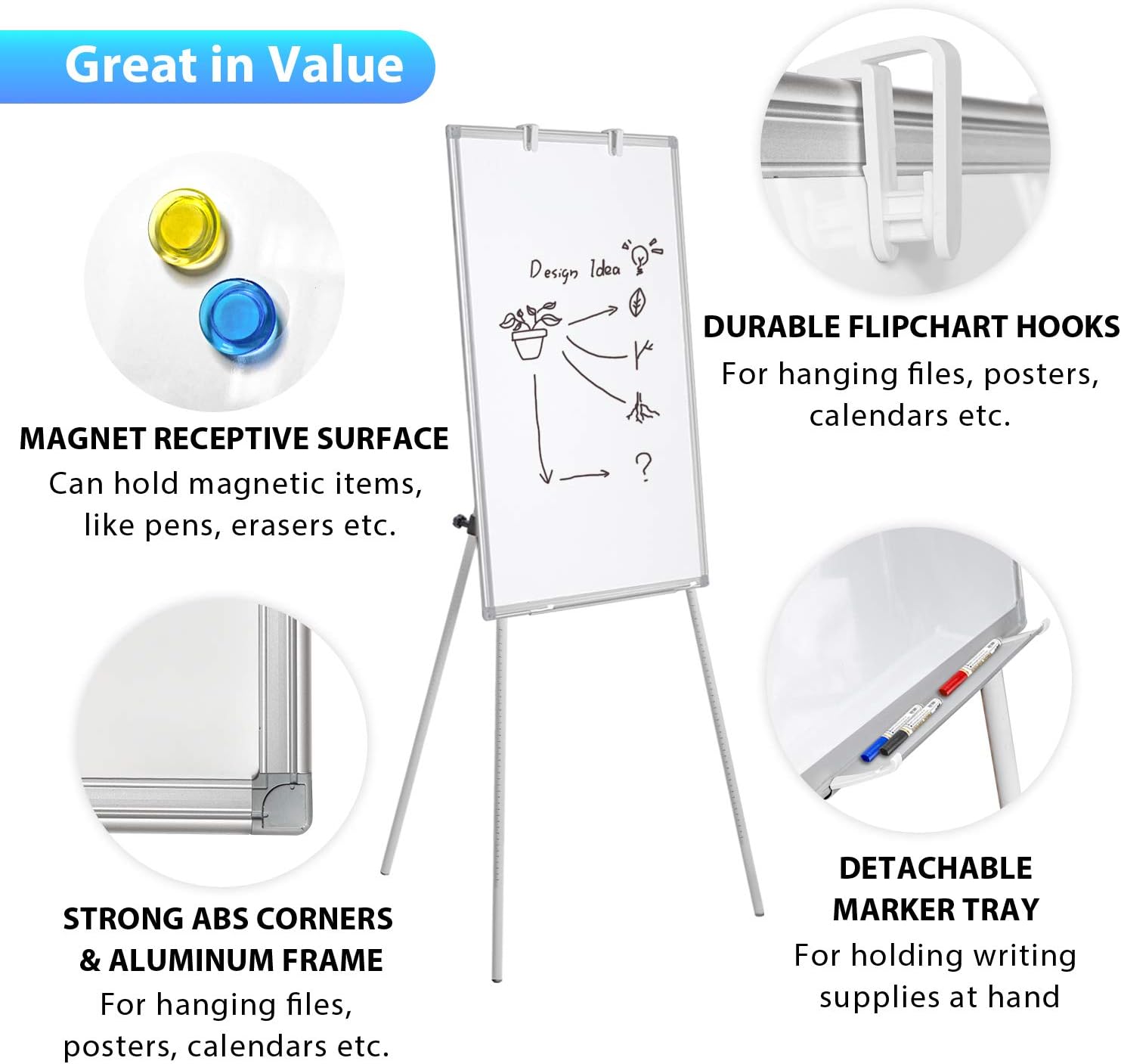 Magnetic Portable Dry Erase Ea - огляд і ціна Whiteboard Easel Tripod