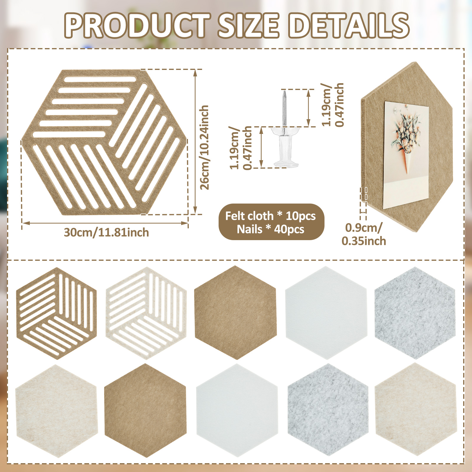 10/2Pcs Hexagon/Arched Felt Co - огляд і ціна Office Furniture Online