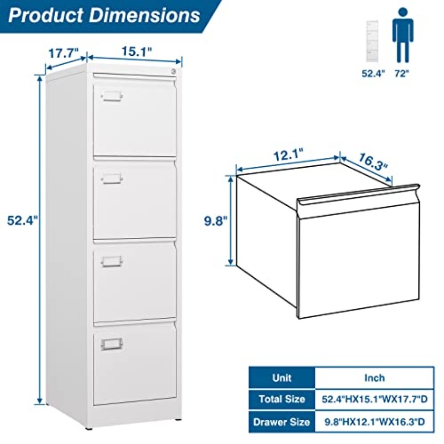 4-Drawer Vertical File Cabinet - огляд і ціна Office Furniture Solutions