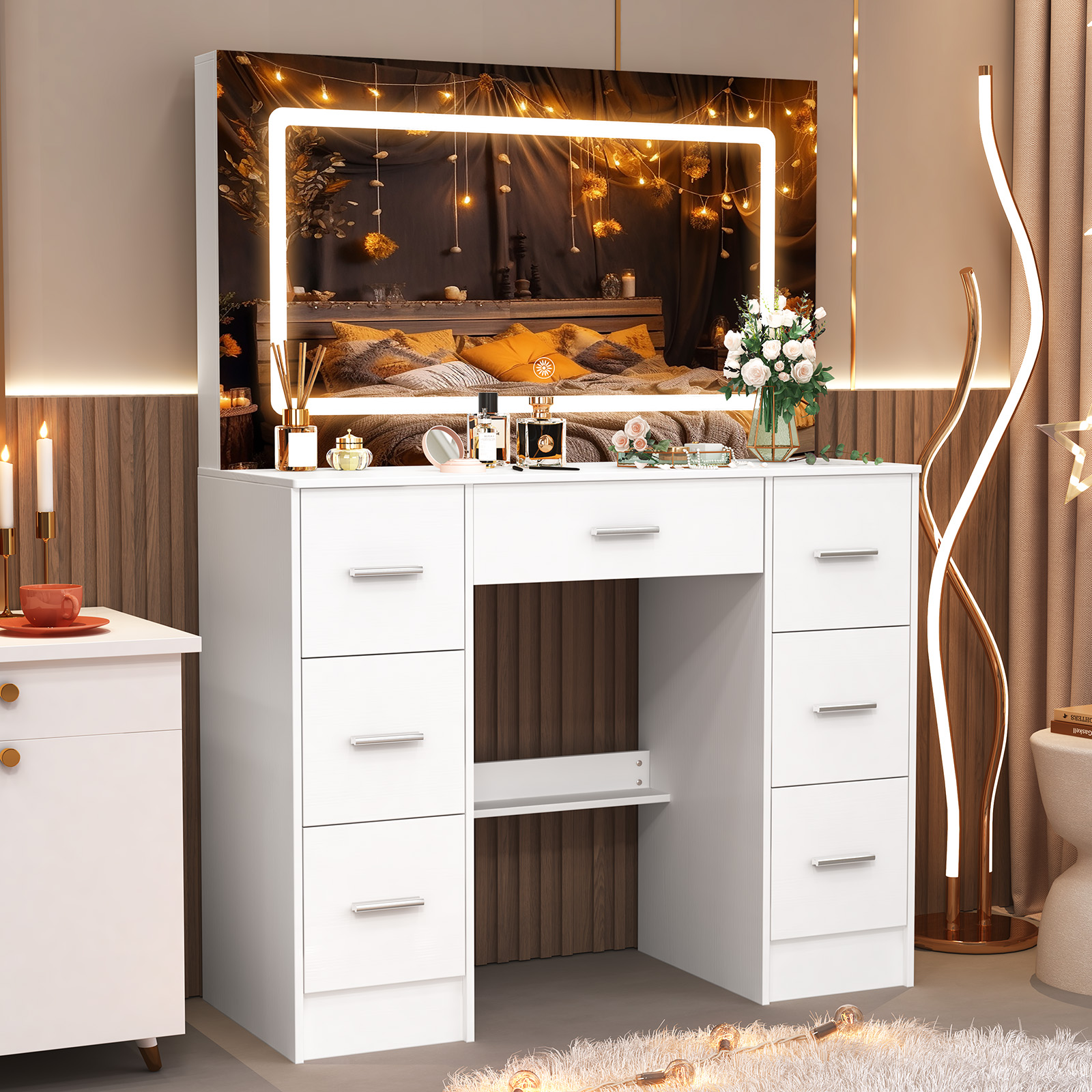 White Modern Vanity Set with T - огляд і ціна Office Furniture Now