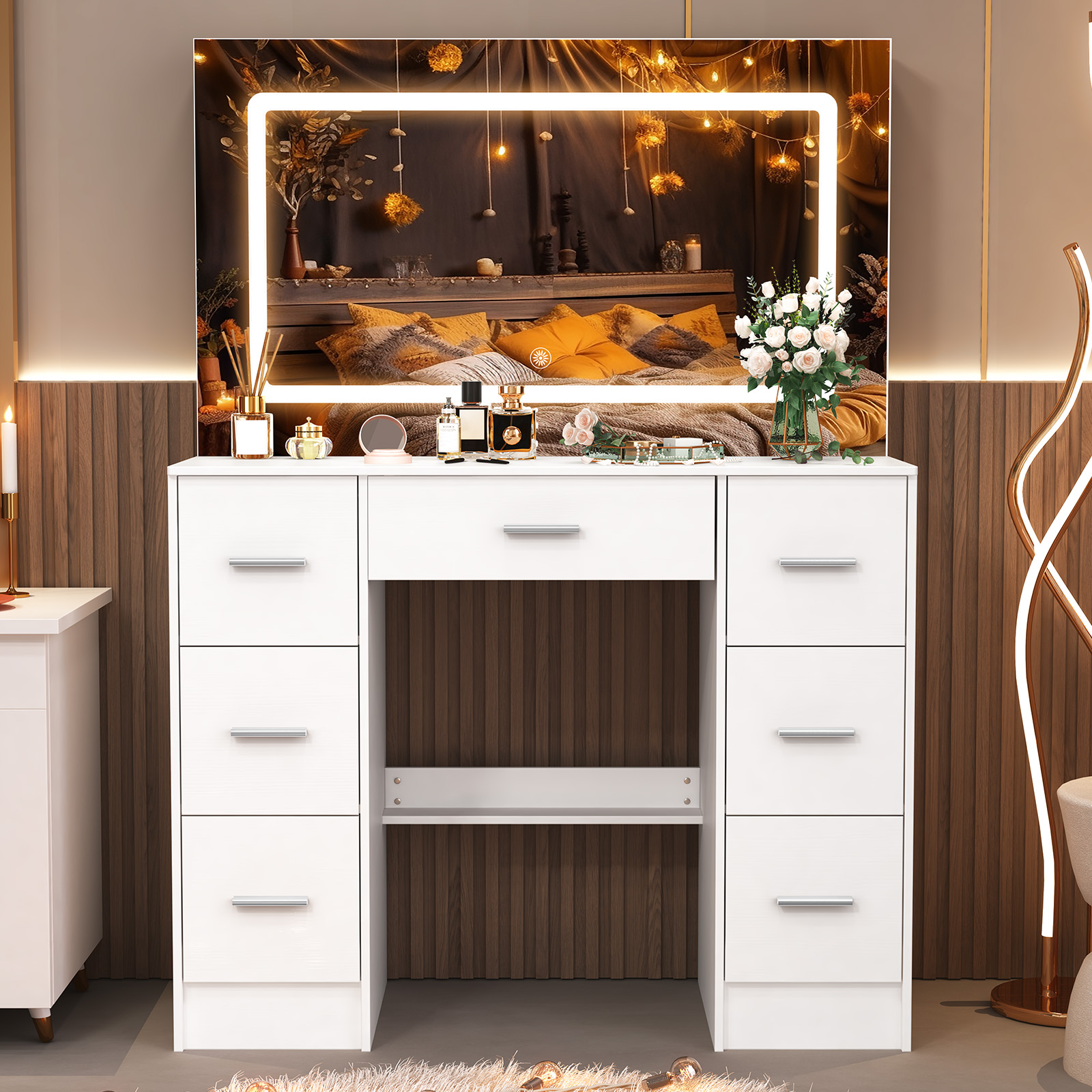 White Modern Vanity Set with T - огляд і ціна Office Furniture Now