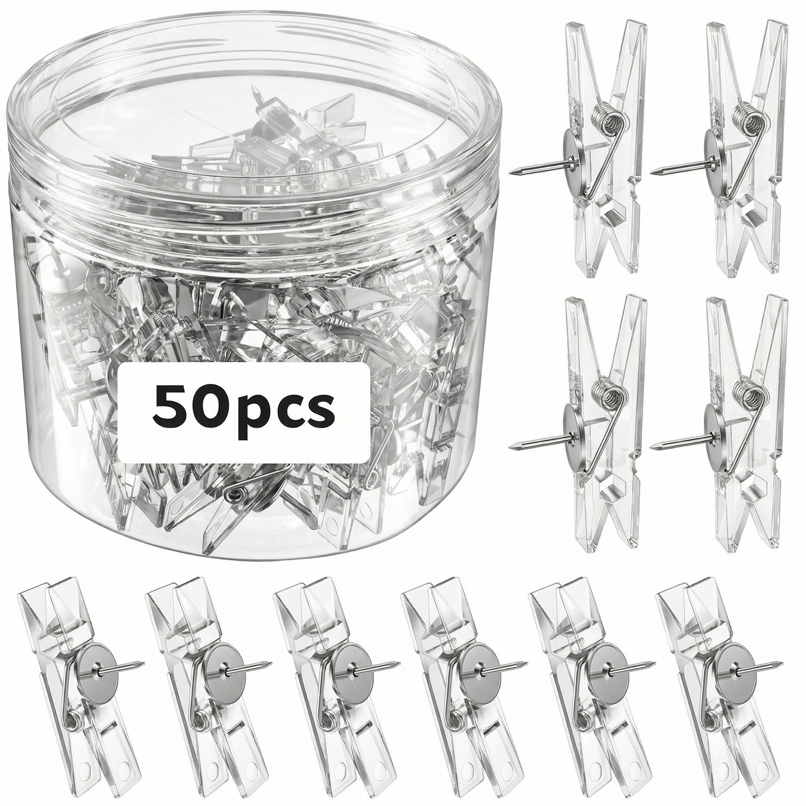 50Pcs Push Pin Clips Transpare - огляд і ціна Office Furniture Online