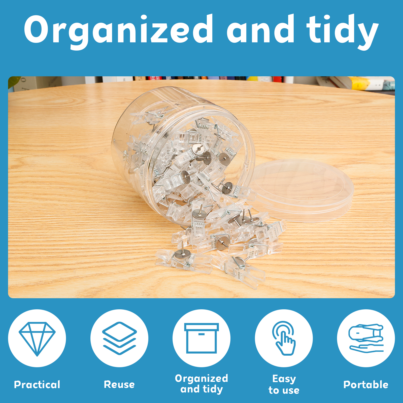 50Pcs Push Pin Clips Transpare - огляд і ціна Office Furniture Online