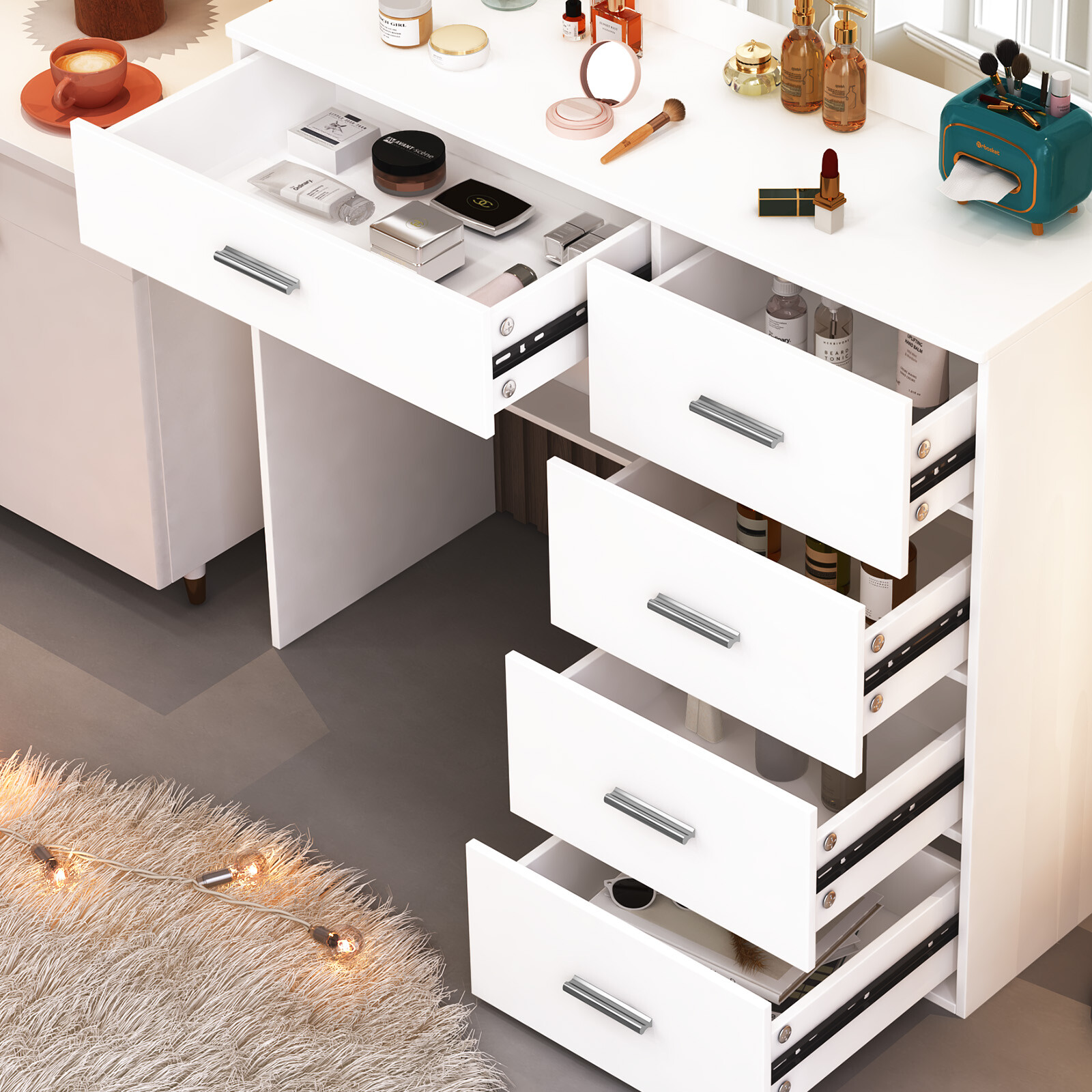 White Modern Makeup Vanity Dre - огляд і ціна Office Furniture Now