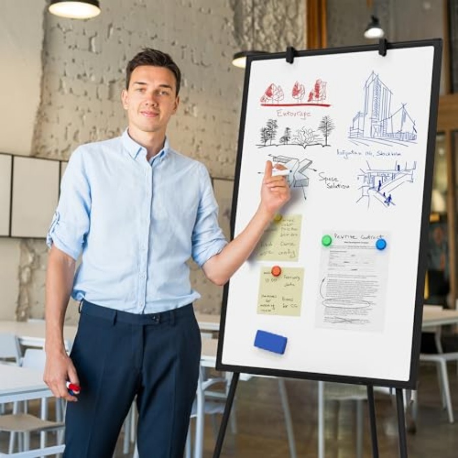 Large Whiteboard Easel with St - огляд і ціна Whiteboard Easel Tripod